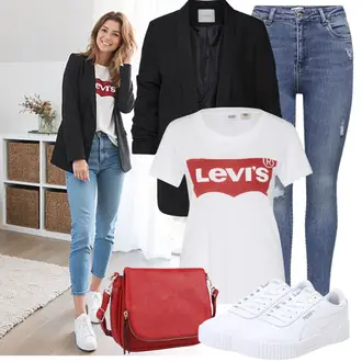 Business Outfits Sportlich mit Weiß Plateau-Sneaker/Leder Sneaker/Vintage Sneaker/Canvas-Sneaker/Sommer Sneaker/Skateschuh/Sneaker Low/Schmaler Sneaker Puma "Perfektes Büro Outfit"Look: Unisex, Streetwear, Sportlich, Esthetische, Smart Casual, Casual