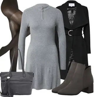Kombinacije za zimu sa Crna Hulahopke Swedish Stockings "Elegantan zimski outfit"