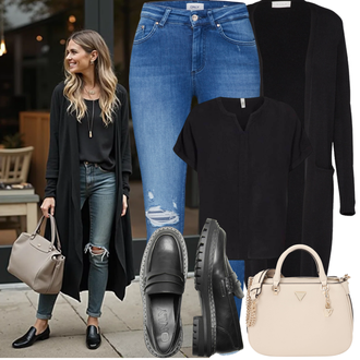Outfit sa Crna Bluza i Tunika Tunika/Bluza Veći Broj/Majica I Top Veći Broj Soyaconcept "Proljetni Outfit"