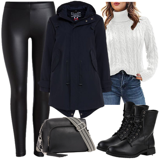 Wasserdicht Outfit mit Schwarz Parka-übergangsjacke/Winter Parka/Regenjacke/Doppeljacke BMS "Perfekt für den Herbst"