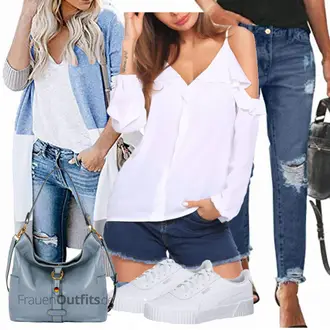 Laufen Outfit mit Weiß Lederjacke/Crash­bluse/Einfarbige Bluse/Bluse Mit Schleife/Volantbluse/Offene Bluse/Bluse Oberteil/Schlupfbluse Parabler "Perfekt für den Frühling"Look: Fitness, Laufen, Freizeit, Tanzen, Arbeits