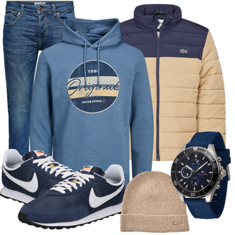 Outfit mit Schwarz Leder Sneaker/Sneaker Nike Sportswear "Praktischer Look"
