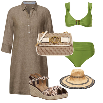 Outfit mit Grün Plateau Halbschuh/Plateauschuh/Sandalen Mit Absatz/Plateau Sandale Tom Tailor "Leichtes Outfit"