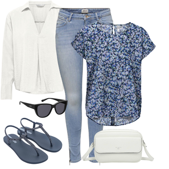 Schouder Outfit met wit/Crème Feest top/Blouse topje/Overhemd top/Blouse met Lange Mouwen/Zakelijke Blouse/Blouse met Opstaande Kraag/InstapBlouse/Mousseline Blouse/Linnen Blouse Only "Zomerkleding"