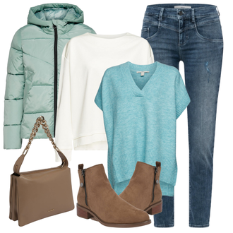 Outfit mit Blau Sweatshirt edc "Winterlicher Look"