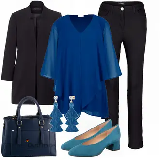 Outfit mit Blau High Heel UNISA "Business Outfit für Mollige"