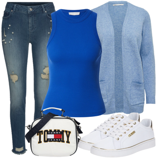 Outfit mit Dunkelgrün/Beige/Grün/Khaki/Hellgrün/Weiß Sneaker Low/Canvas-Sneaker/Leder Sneaker/Plateau-Sneaker/Schmaler Sneaker/Sneaker Mit Lochmuster/Sneaker Mit Seitlichem Reißverschluss/Sommer Sneaker/Vintage Sneaker Guess "Schöner Sommer Look"