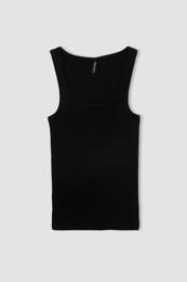 Slim Fit Narrow Cut Basic Plain Round Neck Ribbed Camisole Undershirt