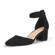 Romancan Damen Blockabsatz Knöchelriemchen Wildleder Spangenpumps Mid Heel Geschlossen Zeh Sommer Elegant Mary Janes Schuhe