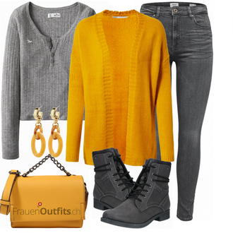 Outfit mit Schwarz Stiefel Tom Tailor "Herbstliches Freizeit Outfit"