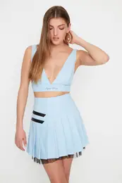 X Sagaza Studio Light Blue Skirt With Tulle Detail