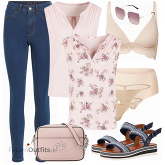 Outfit mit Dunkelblau/Blau/Hellblau Herren Lederjacke/Leder Schuhe/Winterjacke/Thermojeans/Push up Jeans/High Waist Jeans Vila "Schöner Sommer Look"