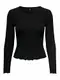ONLY Damen Onlnella L/S O-neck Rib Top Noos Jrs Langarmshirt, Schwarz, M EU