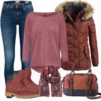 Outfit mit Dunkelrot/Rosa/Lila/Bordeaux 3/4 Bluse/Klassische Tunika/Elegante Tunika/ausgefallene tunika/Festliche Tunika/Lederjacke/Tuniken-Shirt/Bluse Große Größe/Tunika Only "ONLY Pullover"