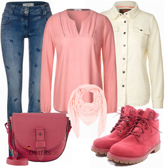 Outfit mit Rosa Stiefel Timberland "Elegantes Herbst Outfit"