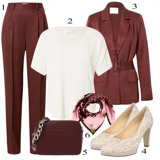 Outfit sa Crvena/TamnoCrvena/Smeđa Hlače s prednjim naborom/Hlače od muslina/Hlače s Prorezom/Naborane Hlače/Hlača od Odijela/Hlače Visokog Struka/Poslovna Hlača/Hlače S Naborom guido maria kretschmer women "Zimski outfit"