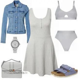 Outfit mit Grau/Hellgrau Kleid Große Größe/Fit & Flare Kleid/JerseyKleid/StrickKleid/SkaterKleid/Ärmelloses Kleid GAP "Cooler Alltagslook"