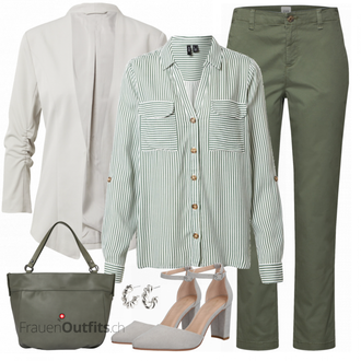Outfit mit Grau Bluse VERO MODA "Business Look für Damen"