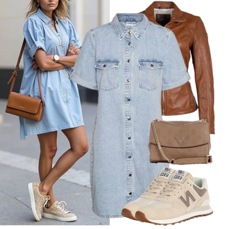 Outfit mit Beige/Khaki/Braun Sommer Sneaker/Walkingschuh/Leder Sneaker/Sneaker Low/Winter Sneaker/Vintage Sneaker New Balance "Einzigartiges Freizeit Outfit"