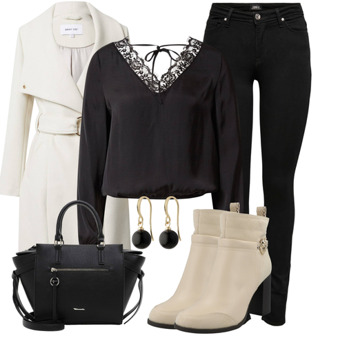 Beige/Weiß/Braun/Khaki Lederjacke/Winter Stiefelette/Gefütterte Stiefelette/Leder Stiefelette/High Heels Stiefelette/Sommerstiefelette river island kombinieren mit Schwarz Schmuck Ohrhänger Pilgrim