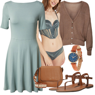 Outfit s Hnědá/Modrá/Oranžová Náramkové hodinky/Dámské chytré hodinky/Nástroj pro hodinky Fossil "Perfektní na léto"