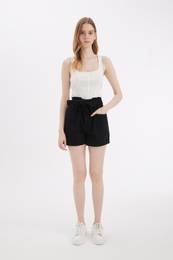 Paperbag High Waist Jean Shorts