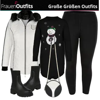 Silvester Outfits mit Schwarz Chelsea Boot/Gefütterte Stiefelette About You "Silvester Outfit für Mollige"
