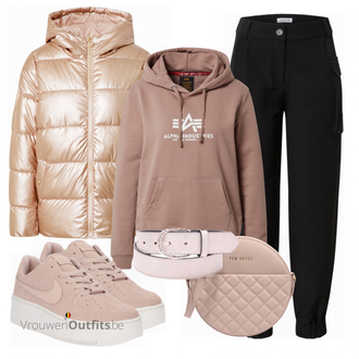 Outfit met bruin Alpha Industries "Modieuze Winter Outfit"