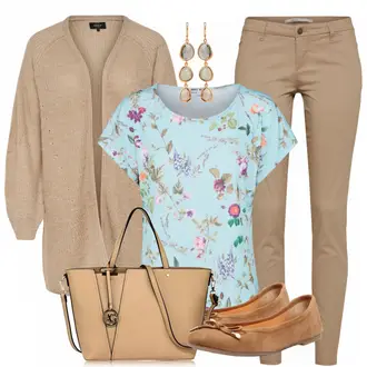 Outfit mit Braun Plateauschuh About You "Fruehlingsgefuehle"