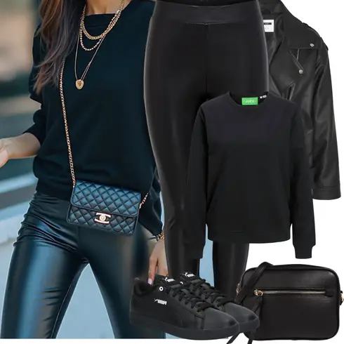 Comment poter Noir/Marron/Blanc Petite poche/Sac de Voyage/Sac à Bandoulière/Men's Bags/Pochette de Ceinture/Cartable/Sac Ceinture/Sac à Bandoulière/Sac de Transport About You avec Noir Sweat-shirt Sweat En Polaire/Veste en cuir/Sweat-shirt de sport jjxx
