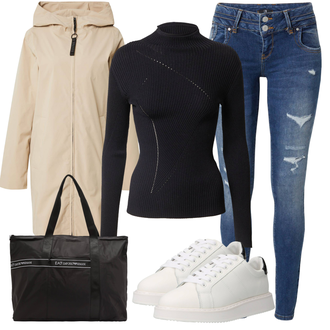 Poletje outfit mit Temno modra/Modra Usnjena Jakna/Motoristične Kavbojke/Kavbojke z Luknjo/Usnjene jakne/Kavbojka z Nizkim Pasom/Kavbojka z Nizkim Pasom/Push up Kavbojke/Zimska jakna LTB "Pomladanski Outfit"
