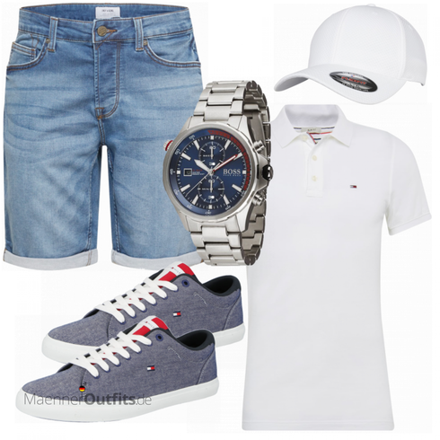 Weiß/Grau T-Shirt Poloshirt Tommy Jeans kombinieren