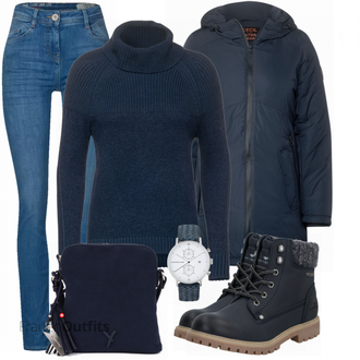 Outfit mit Schwarz Stiefel Tom Tailor "Modischer Look für den Herbst"