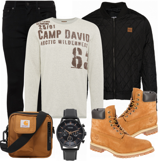 Outfit mit Braun Schuh Stiefel Timberland "Alltagsoutfit"