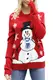 Viottiset Damen Rundhalsausschnitt Strickpullover Ugly Sweater Weihnachtspullover M Rot Schneemänner