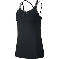Nike Womens W Np CLN Elastika Tank Sp, Black/Metallic Silver, M