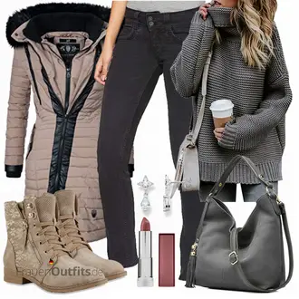 Winter Outfit mit Schwarz/Dunkelblau/Dunkelgrau/Grau/Hellgrau T-Shirt/Winterjacke/Lederjacke/Leder Schuhe/Slim Fit Jeans/Low Waist Jean/Low Rise Jean Pepe Jeans "Navahoo Jacke"