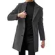 JIAALU Mantel Herren Lange Jacke Wintermantel Slim Fit Casual Wollmantel Herrenmantel Winter Warme Kerbkragen mit Knopfleiste Trenchcoat Oberbekleidung Schwarz Einreiher Business Outfit Coat