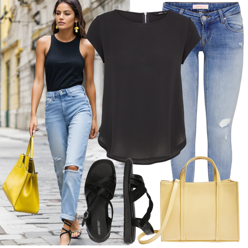Comment poter Noir/Crème/Blanc Sandales Sandale À Bride/Sandalette de Pêcheur/Sandale Romaine/Sandalette Gladiateur About You avec Bleu clair/Bleu Veste en Cuir/Jeans avec Fente/Jean Push-up/Chaussures en Cuir/Vestes en cuir/Jean Taille Basse/Jeans avec un Trou/Jean Taille Basse Only