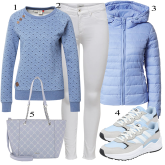 Outfit sa Svjetloplava/Plava Prošivena Jakna/Jakna s Kapuljačom/Puferica Jakna/Zimska Jakna/Ljetna pod-jakna/Donja Jakna/Skijaška jakna Only "Tvoj otmjeni outfit"