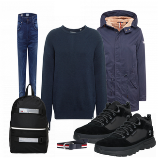Outfit mit Blau Sneaker Timberland "Tommy"