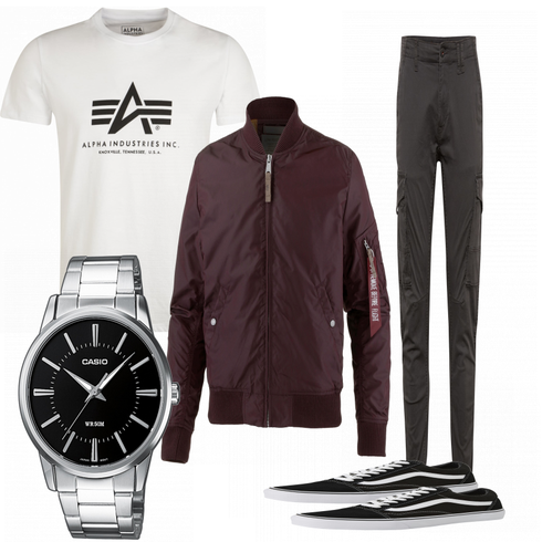 Grau T-Shirt Alpha Industries kombinieren