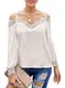 Damen Langarm-Pullover mit Einer kalten Schulter, Trixie-Spitzenbluse V-Ausschnitt Spitze Riemchen Cami Tank Tops Lässig lose ärmellose Bluse Shirts