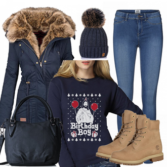 Outfit mit Braun/Khaki/Beige/Grau SchnürStiefelette/SpringerStiefel/Wasserdichter Stiefel/Klassischer Stiefel Timberland "BirthdayBoy"