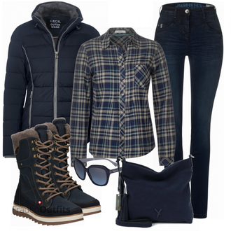Outfit mit Schwarz Stiefel Tom Tailor "Toller Look für die Freizeit"
