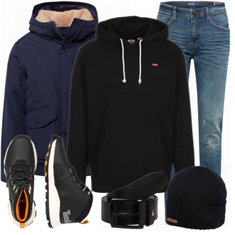 Outfit mit Blau Sneaker Timberland "Winter Outfit"