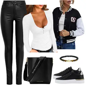 Party Outfits mit Schwarz Jeans mit Schlitz/Thermojeans/Leder Schuhe Only "Cooles Herbst Outfit"