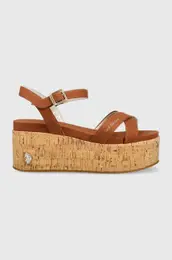 Sandali U.S. Polo Assn. LOREN enski, rjava barva, LOREN002D