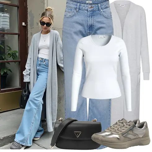 Comment poter Gris/Gris clair Manteau/Robe Grande Taille/Tunique Noisy may avec Gris/Gris clair Manteau/Robe Grande Taille/Tunique Noisy may