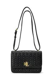 Usnjena torbica Lauren Ralph Lauren rna barva, 431966768